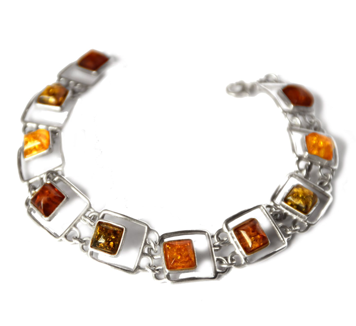 MJ Baltica, bracelet, natural Baltic amber, 925 silver, bright, elegant, handcrafted, multicolor, BB059