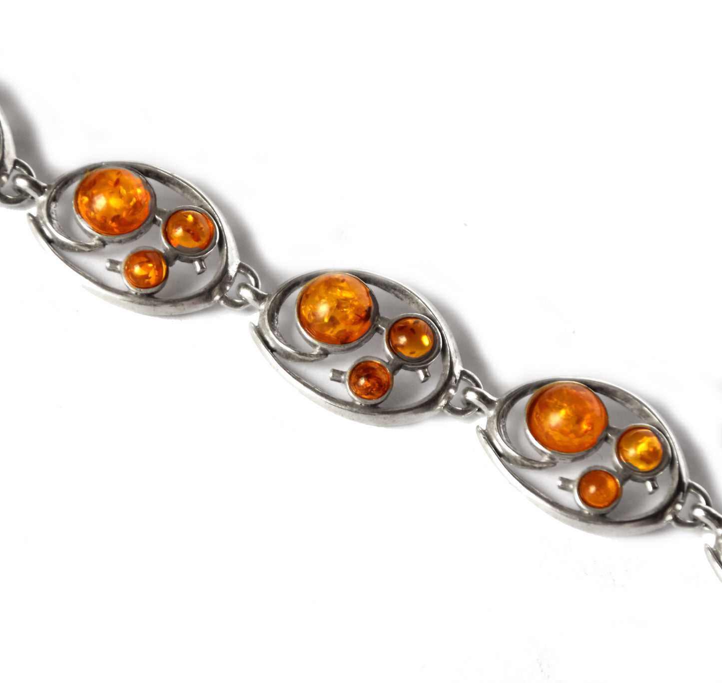 MJ Baltica, bracelet, natural Baltic amber, 925 silver, bright, elegant, handcrafted, cognac, flowers, BB061