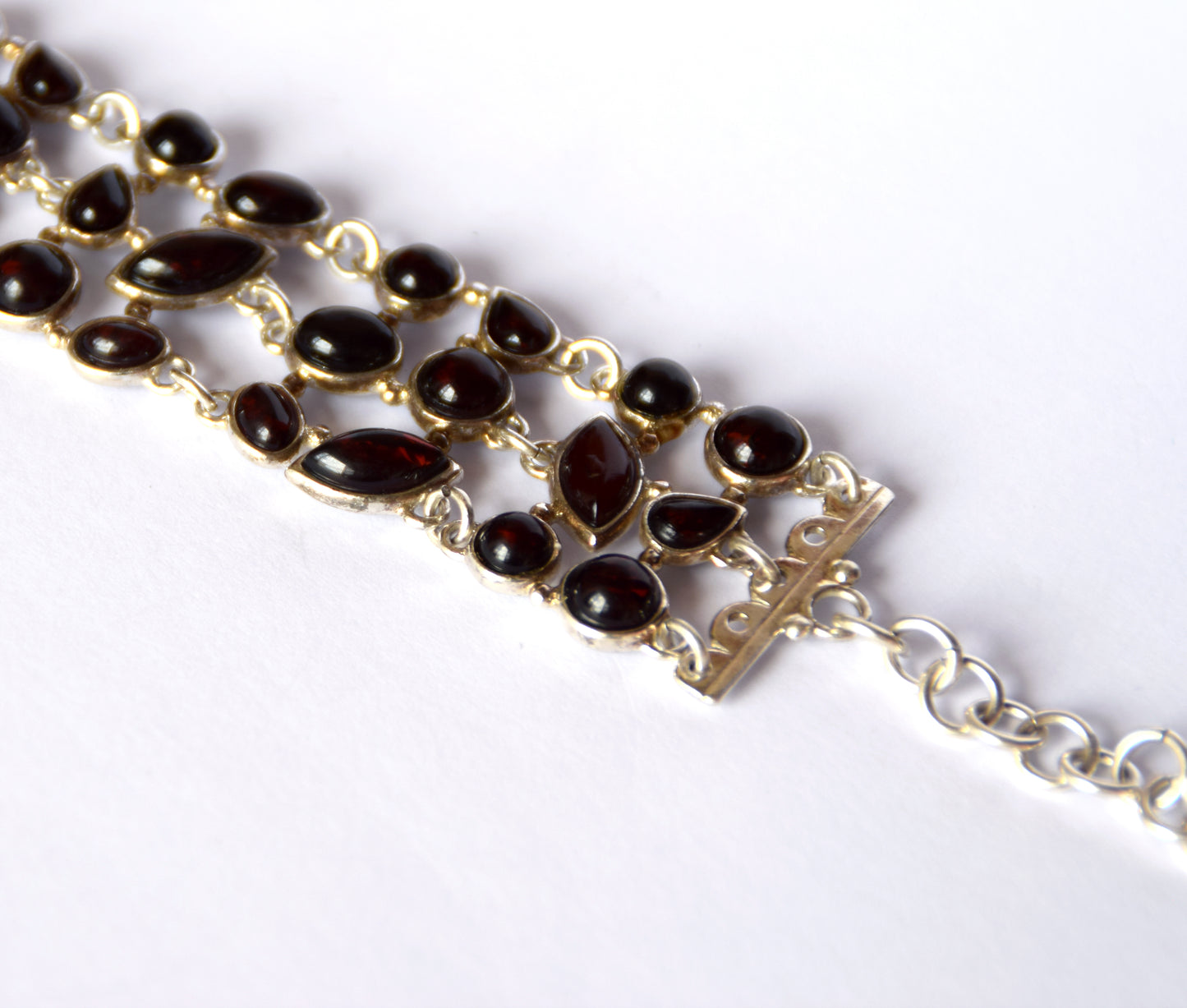 MJ Baltica, bracelet, natural Baltic amber, 925 silver, black cherry amber, strong, massive, large, adjustable, BB062