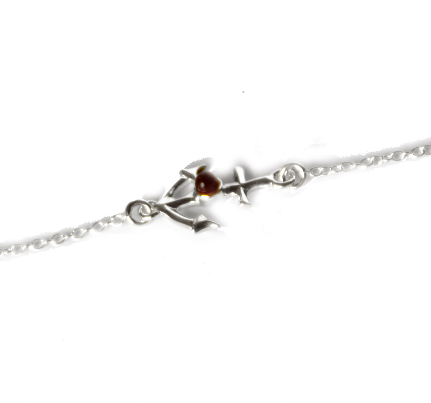 MJ Baltica, bracciale, Ambra naturale Baltica, Argento 925, luminoso, elegante, artigianale, cognac, ancora,BB070