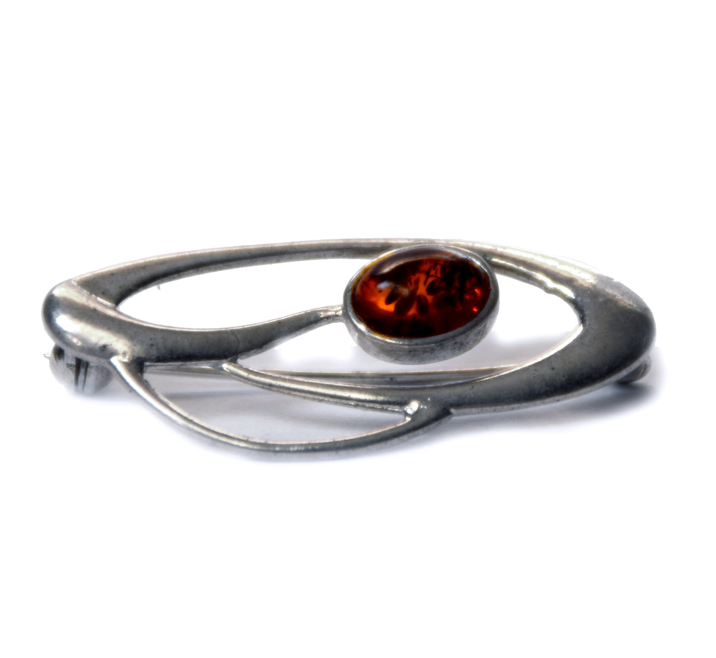 MJ Baltica, brooch, natural Baltic amber, 925 silver, abstract, luminous, handcrafted, BBR002