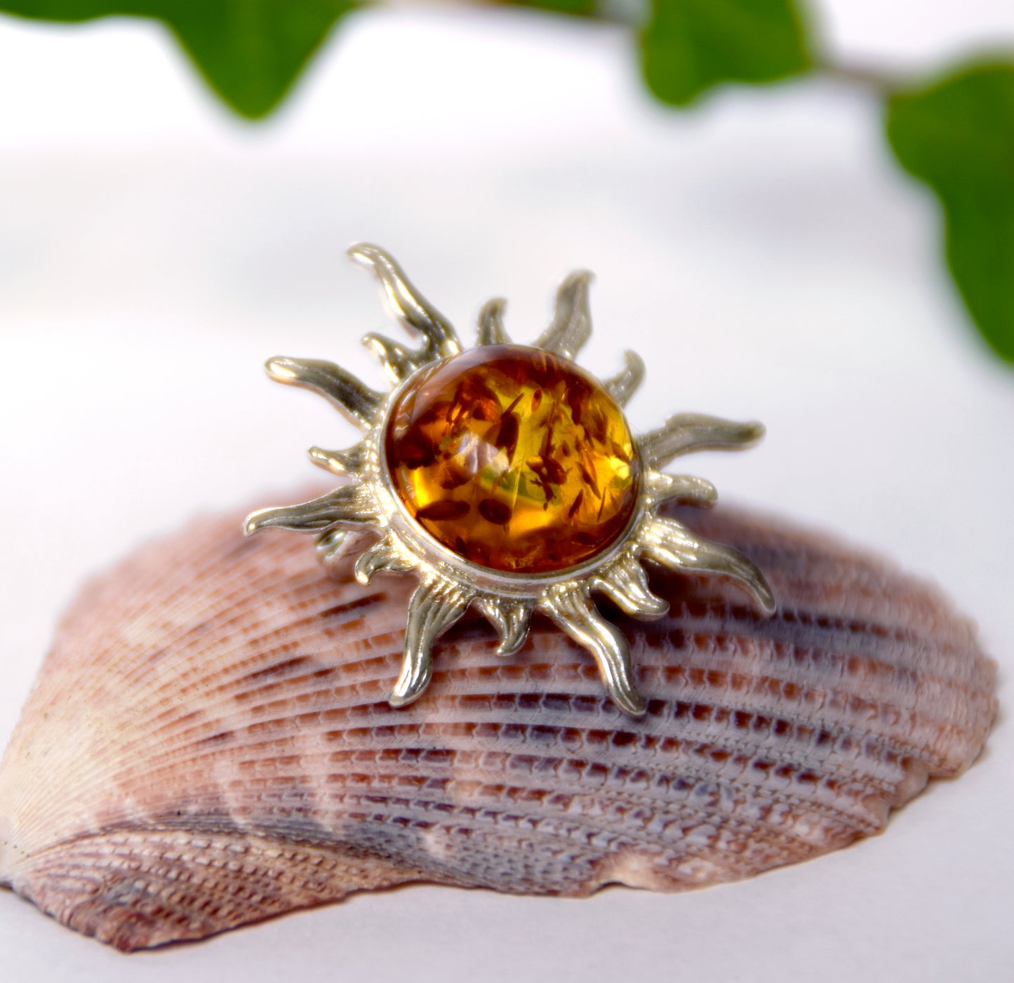 MJ Baltica, brooch, natural Baltic amber, 925 silver, sunshine, delicious, luminous, BBR024