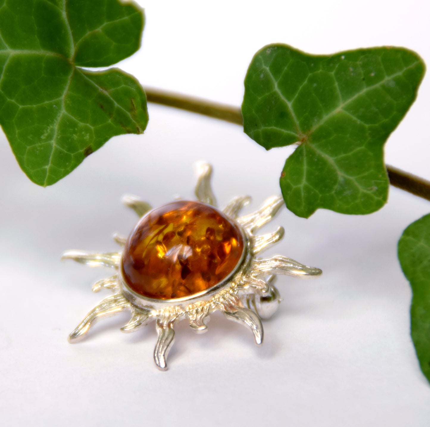 MJ Baltica, brooch, natural Baltic amber, 925 silver, sunshine, delicious, luminous, BBR024