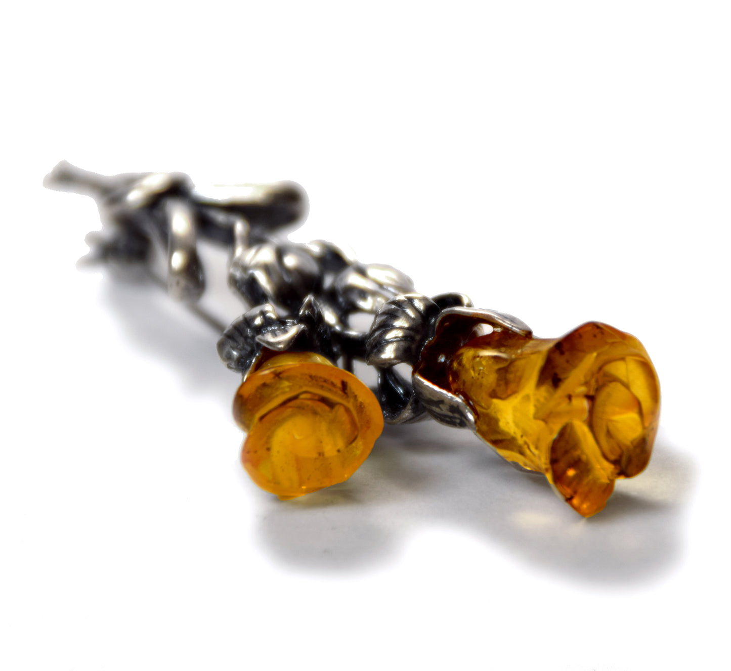 MJ Baltica, natural Baltic amber, 925 silver, pink, flower, beautiful, unique, BBR027