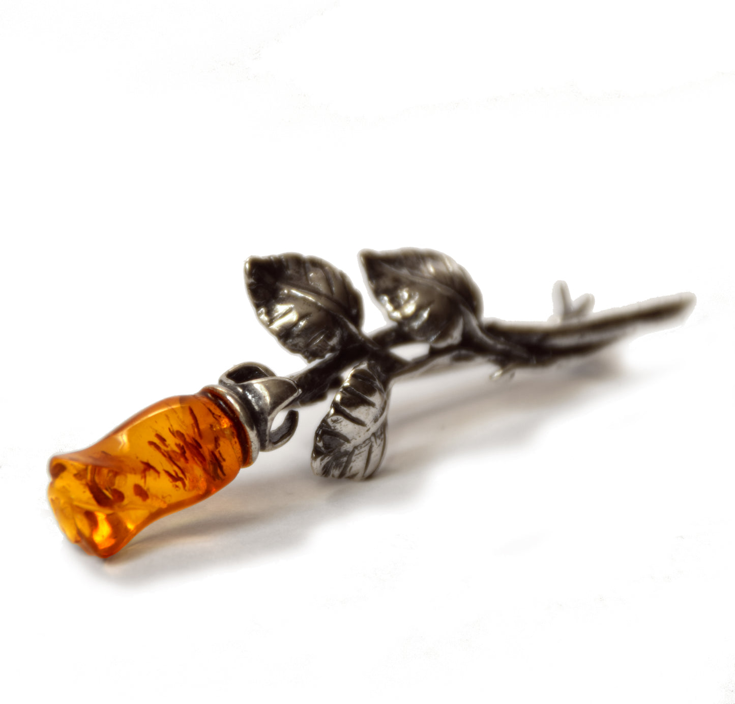 MJ Baltica, brooch, natural Baltic amber, 925 silver, pink, delicate, elegant, unique, BBR030