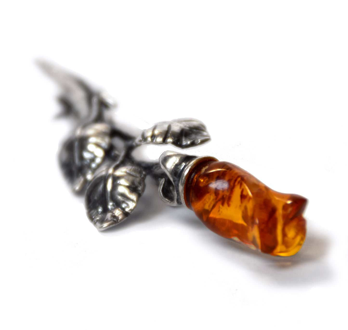 MJ Baltica, brooch, natural Baltic amber, 925 silver, pink, delicate, elegant, unique, BBR030