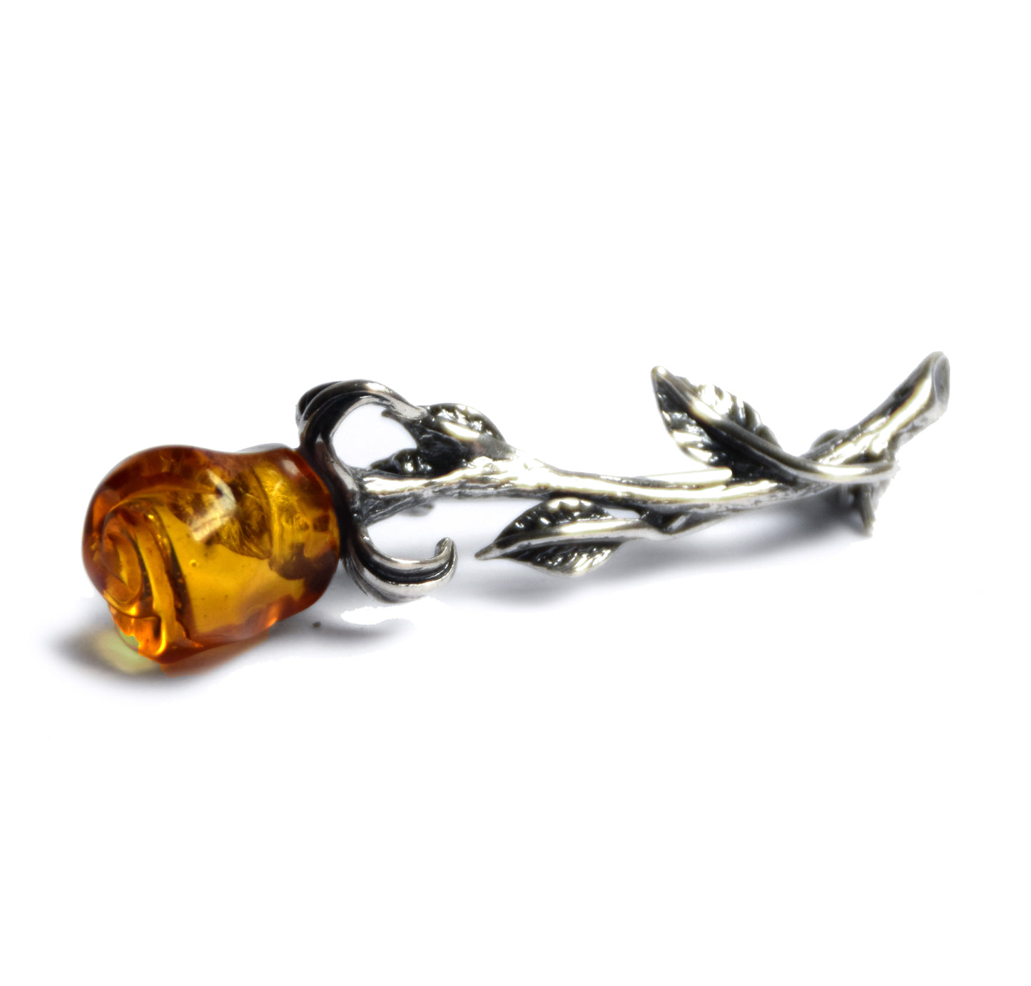 MJ Baltica, brooch, natural Baltic Amber, 925 Silver, delicate, fine, pink, flower, elegant, BBR033