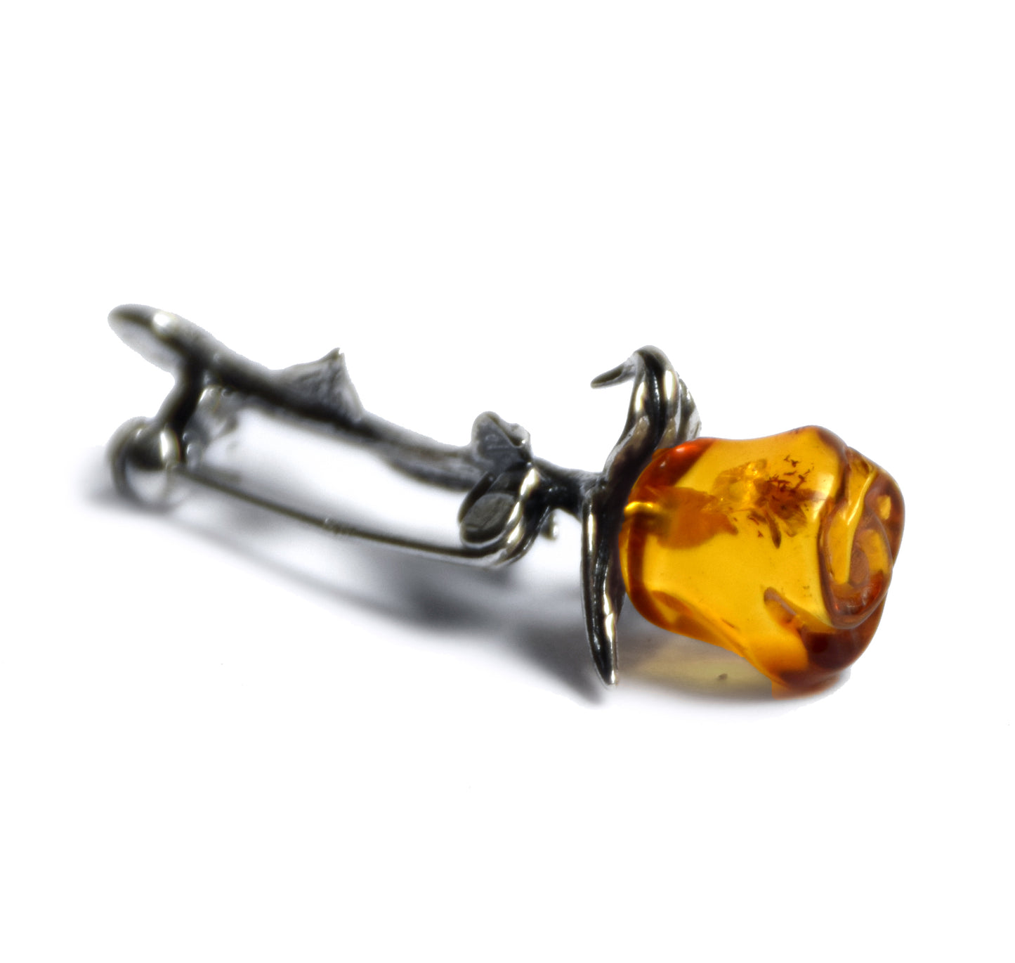 MJ Baltica, brooch, natural Baltic Amber, 925 Silver, delicate, fine, pink, flower, elegant, BBR033