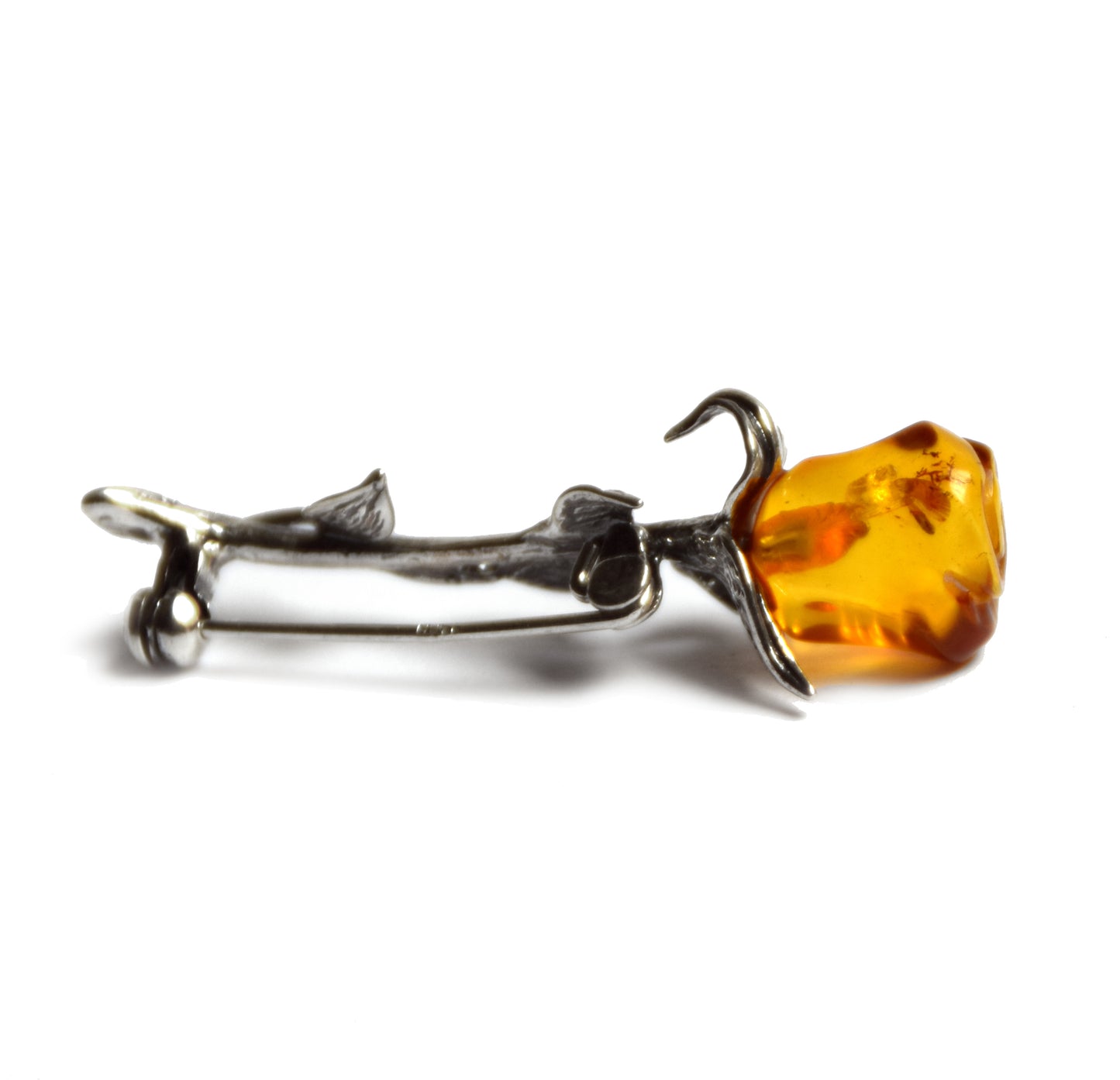 MJ Baltica, brooch, natural Baltic Amber, 925 Silver, delicate, fine, pink, flower, elegant, BBR033