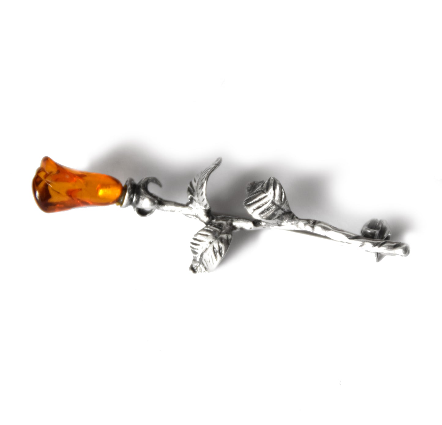 MJ Baltica, brooch, natural Baltic amber, 925 silver, pink, flower, handcrafted, BBR034