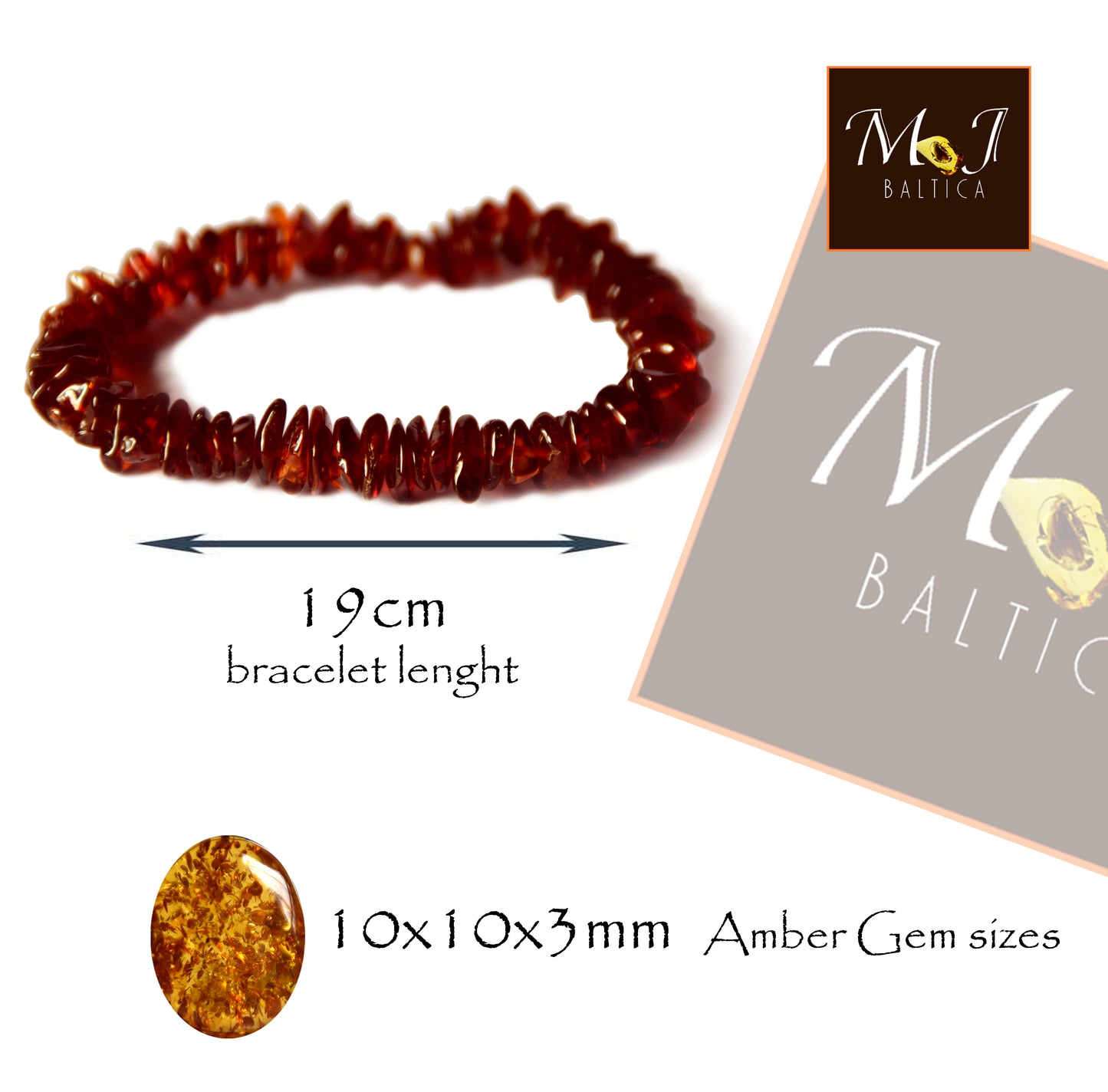 MJ Baltica, bracelet, natural Baltic amber, healing, anti-inflammatory, protective, simple, unisex BBS001g