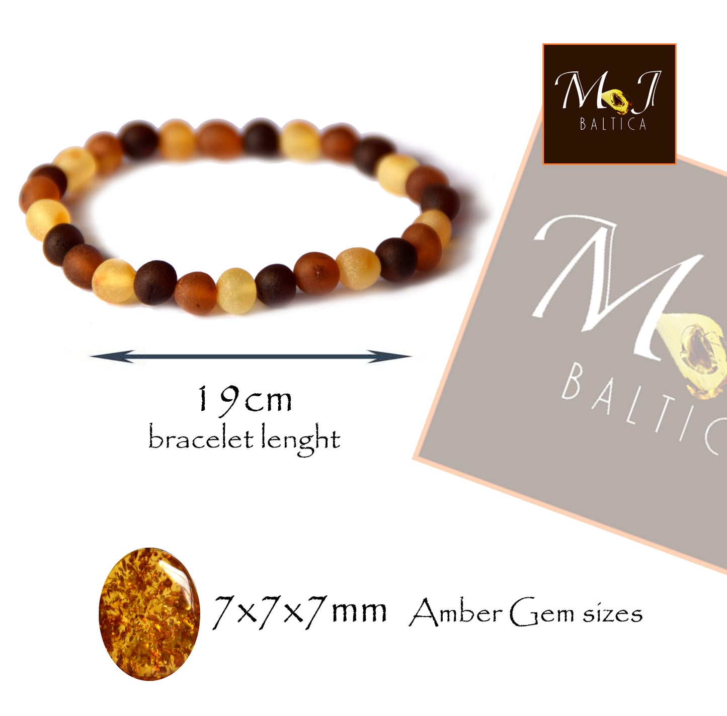 MJ Baltica, Armband, natürlicher baltischer Bernstein, handgefertigt, entzündungshemmend, heilend, BBS016