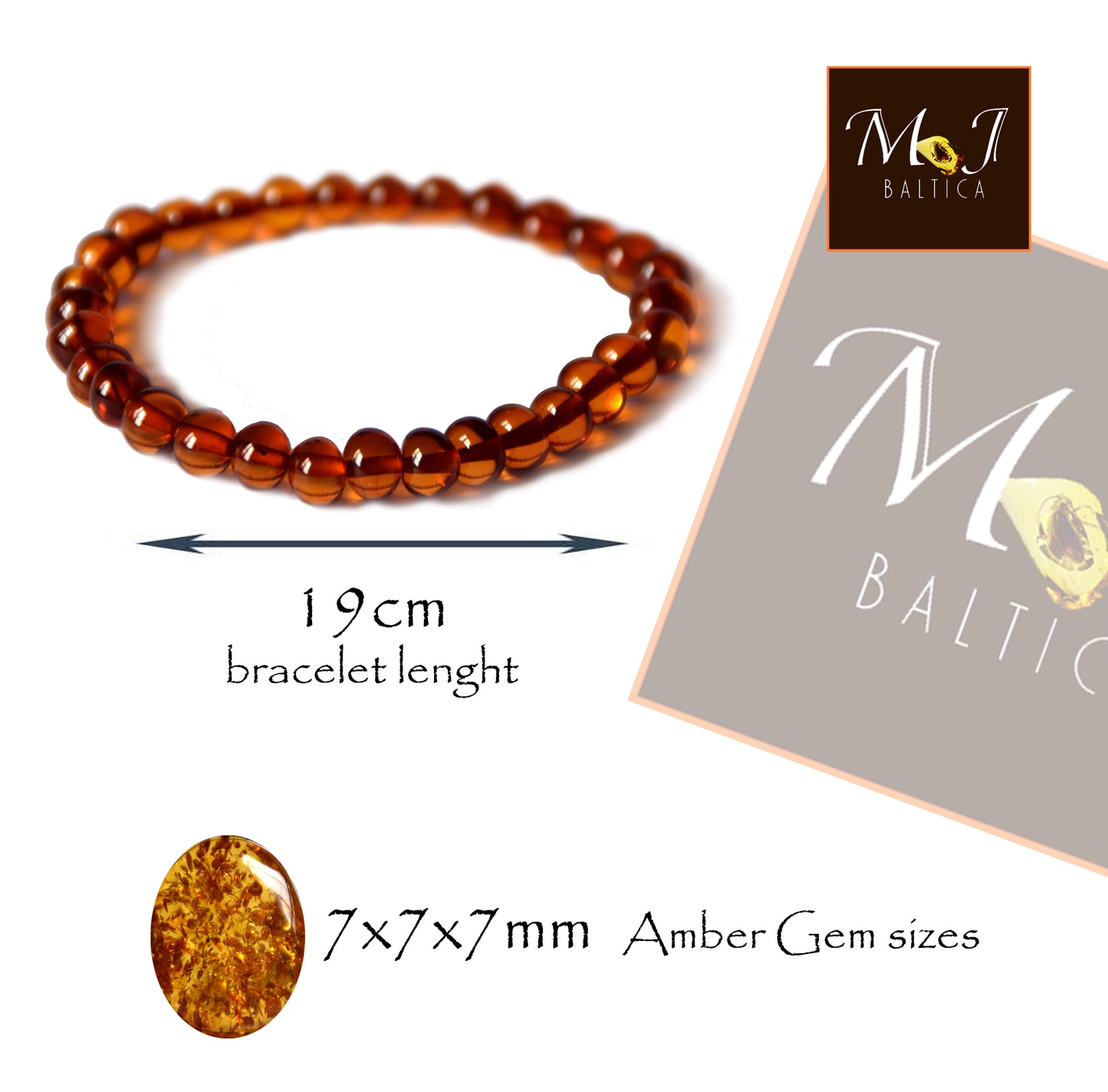 MJ Baltica, Armband, natürlicher baltischer Bernstein, handgefertigt, entzündungshemmend, heilend, BBS017