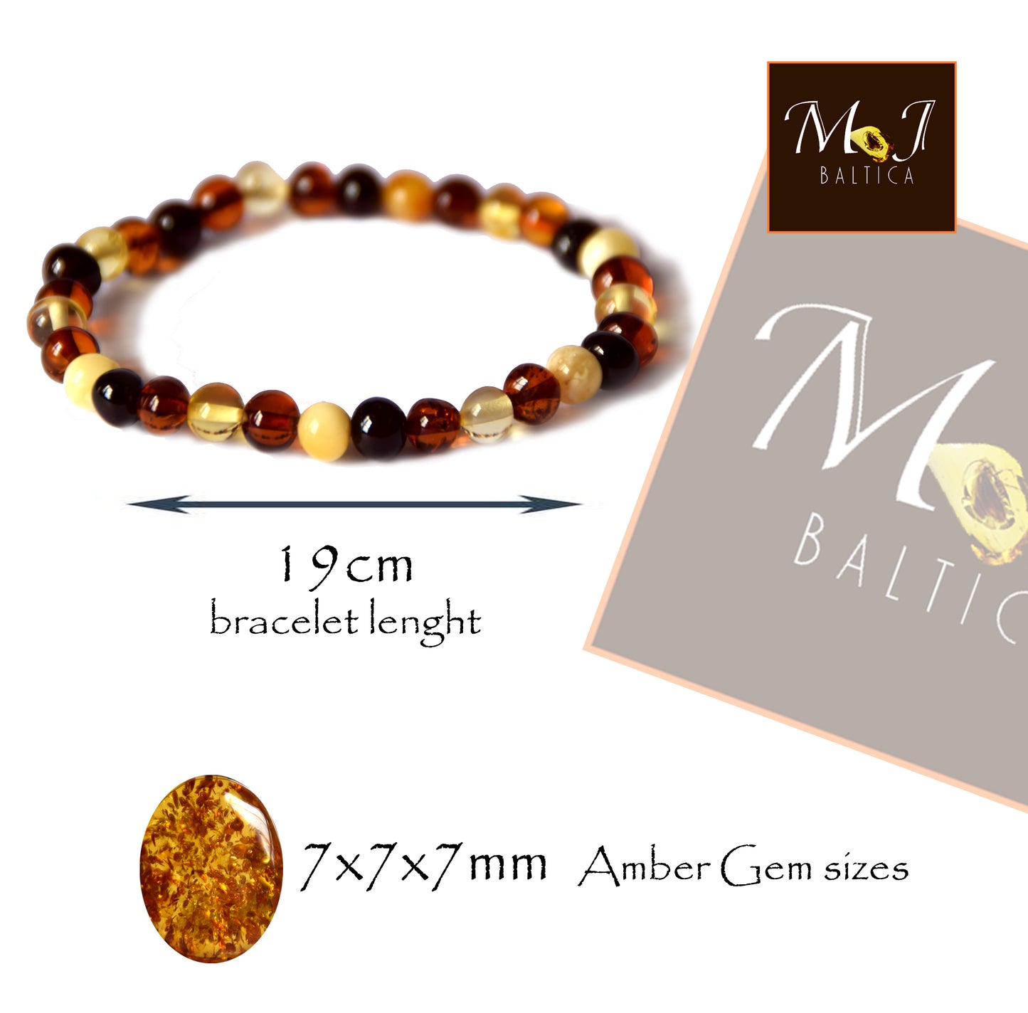 MJ Baltica, bracelet, Natural Baltic Amber, handcrafted, anti-inflammatory, healing, BBS018