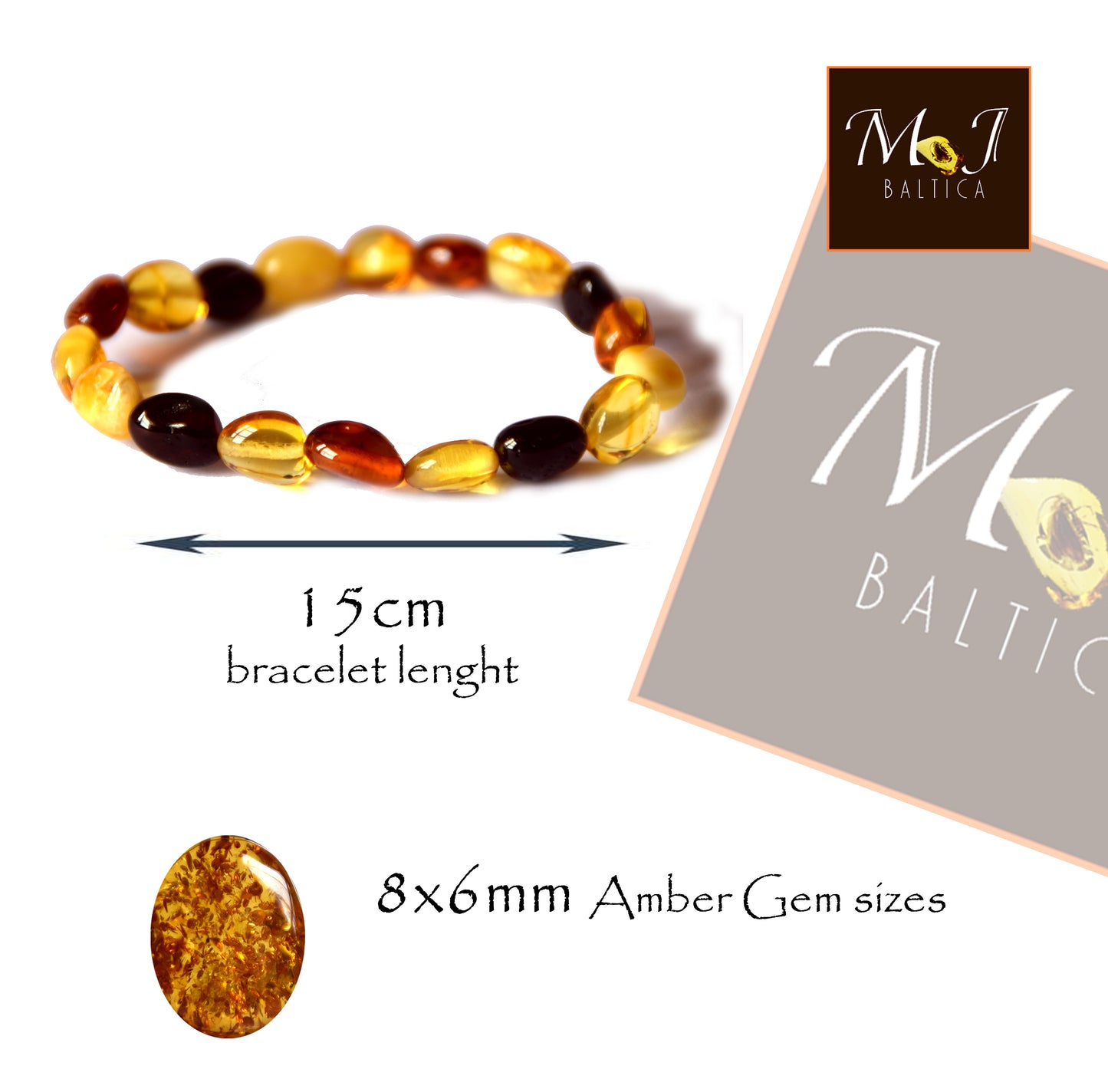 MJ Baltica, bracelet, Natural Baltic Amber, handcrafted, anti-inflammatory, delicate, for children, short, luminous, BBSbimbo2