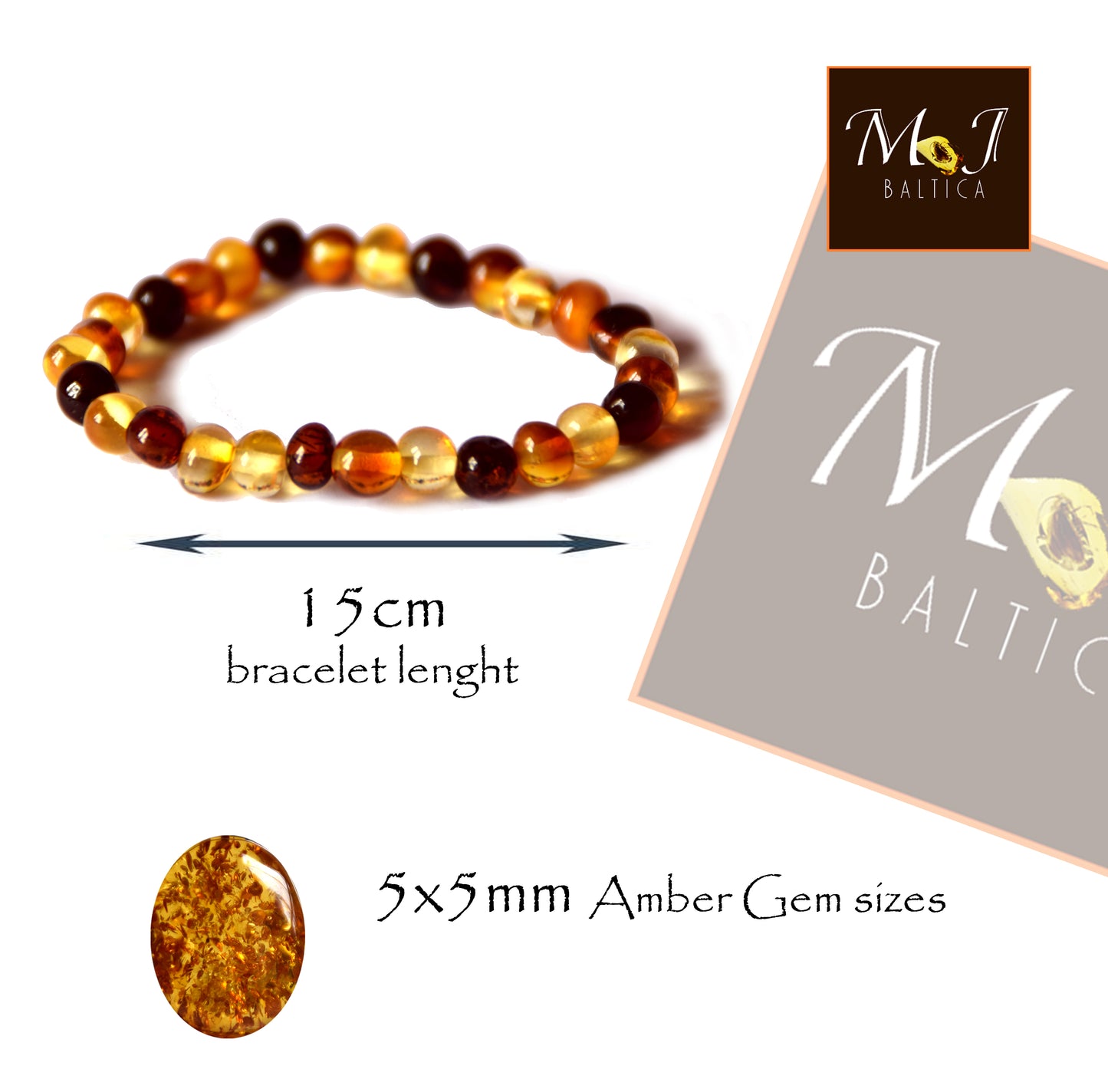 MJ Baltica, bracelet, Natural Baltic Amber, handcrafted, anti-inflammatory, delicate, for children, short, luminous, BBSbimbo3