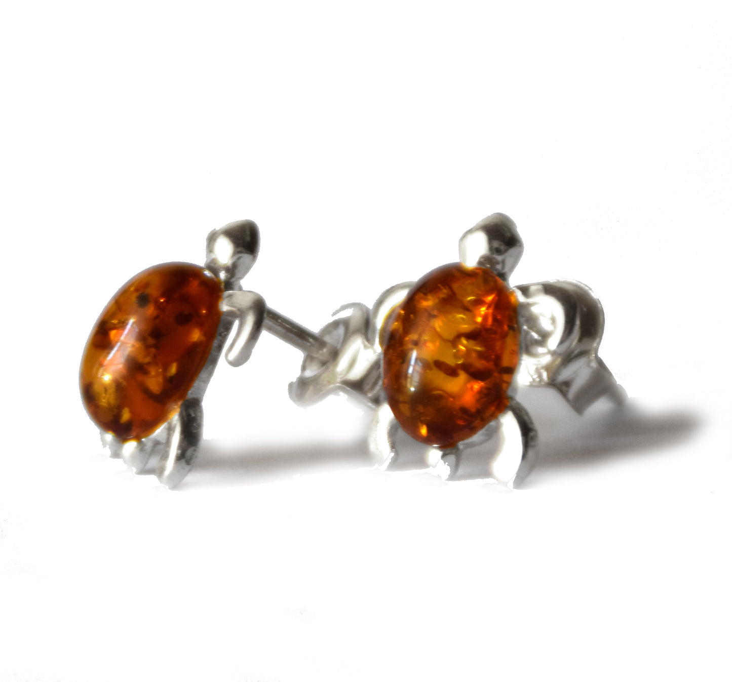 MJ Baltica, earrings, natural Baltic amber, 925 silver, tortoiseshell, lobe, handcrafted, BK105