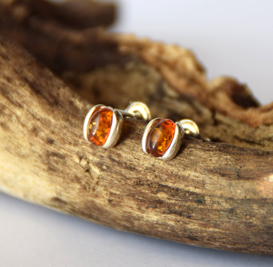 MJ Baltica, earrings, natural Baltic amber, 925 silver, unisex, lobe, handcrafted, BK124