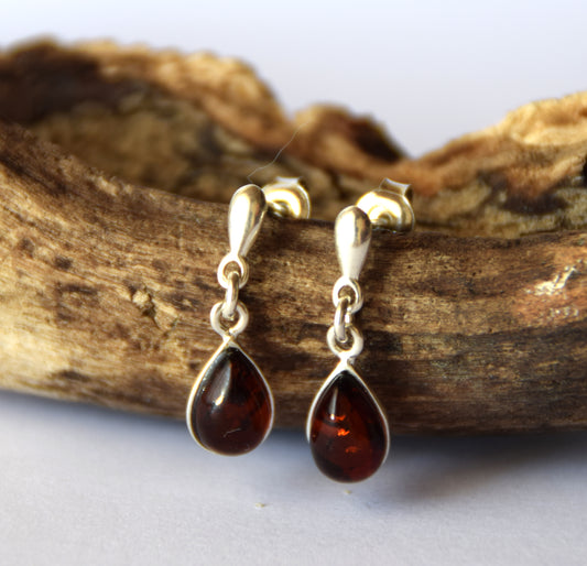 MJ Baltica, earrings, natural Baltic amber, 925 silver, delicate, delicious, drop, BK129