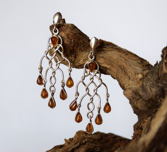 MJ Baltica, earrings, natural Baltic amber, 925 silver, large, light, long, BK133