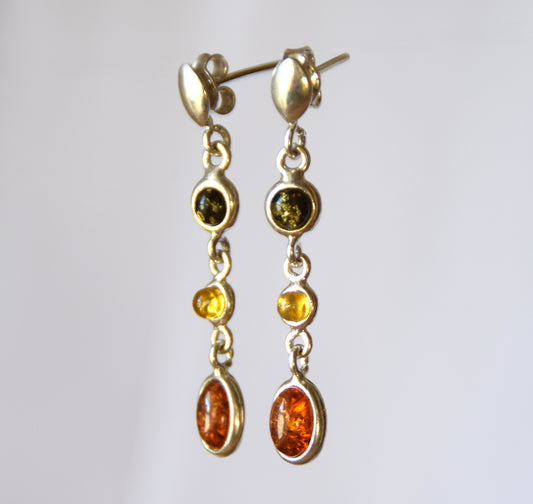 MJ Baltica, earrings, natural Baltic amber, 925 silver, delicate, elegant, multicolored, BK144