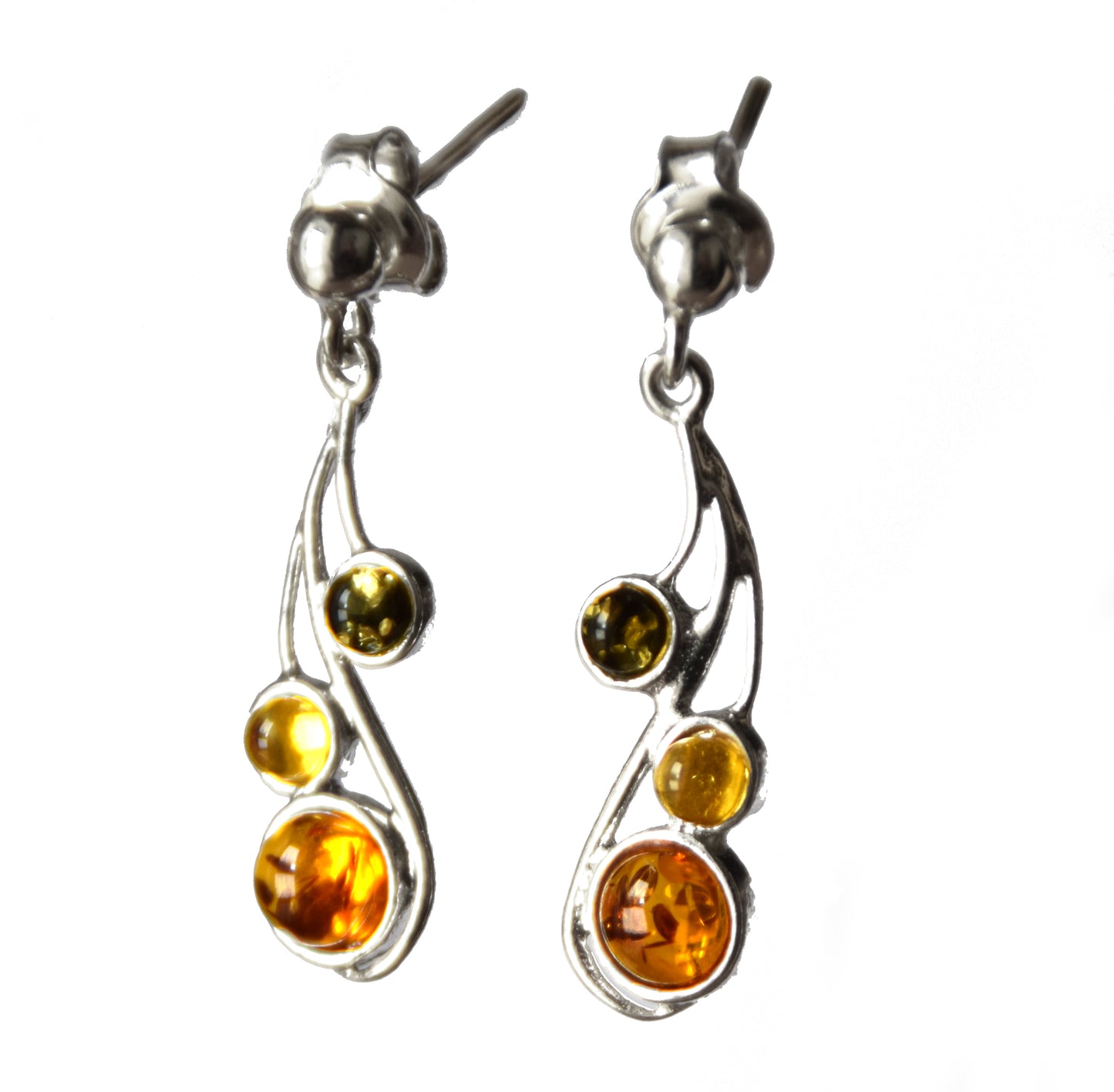 MJ Baltica, earrings, natural Baltic amber, 925 silver, feminine, delicate, luminous, multicolored, BK167