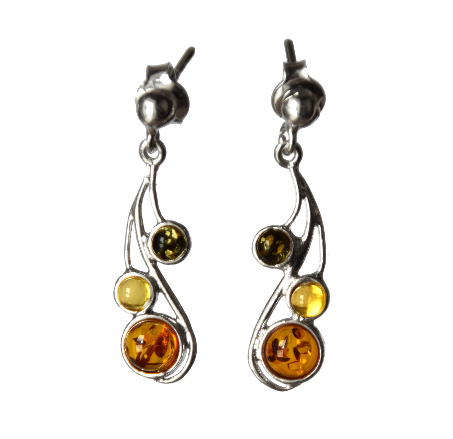 MJ Baltica, earrings, natural Baltic amber, 925 silver, feminine, delicate, luminous, multicolored, BK167