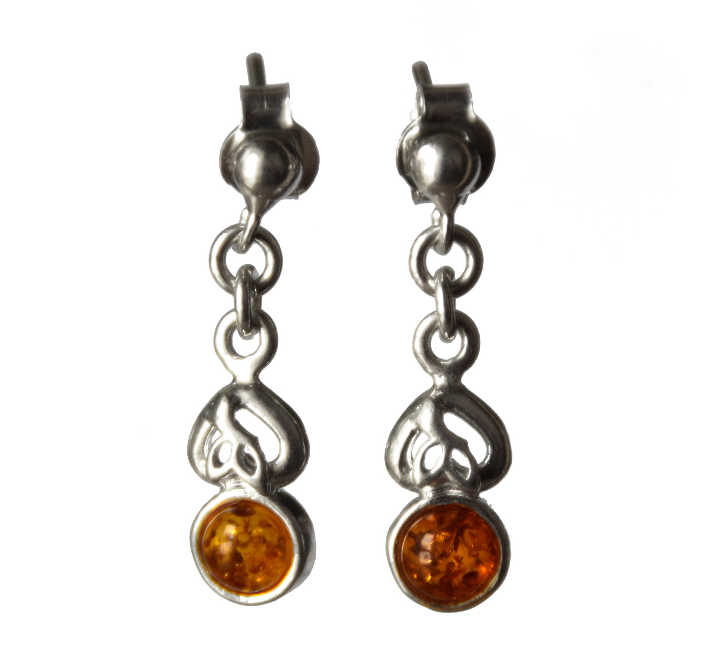 MJ Baltica, earrings, natural Baltic amber, 925 silver, delicate, elegant, feminine, cognac, BK168