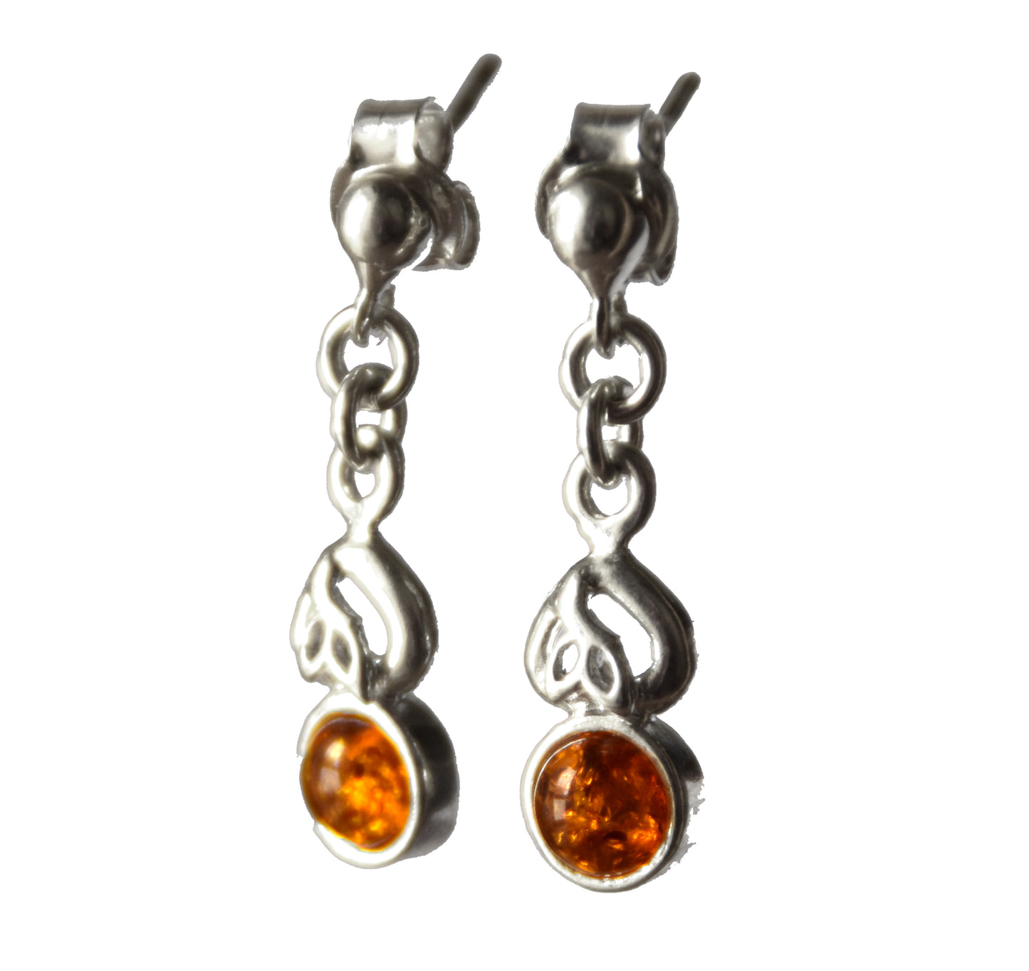 MJ Baltica, earrings, natural Baltic amber, 925 silver, delicate, elegant, feminine, cognac, BK168