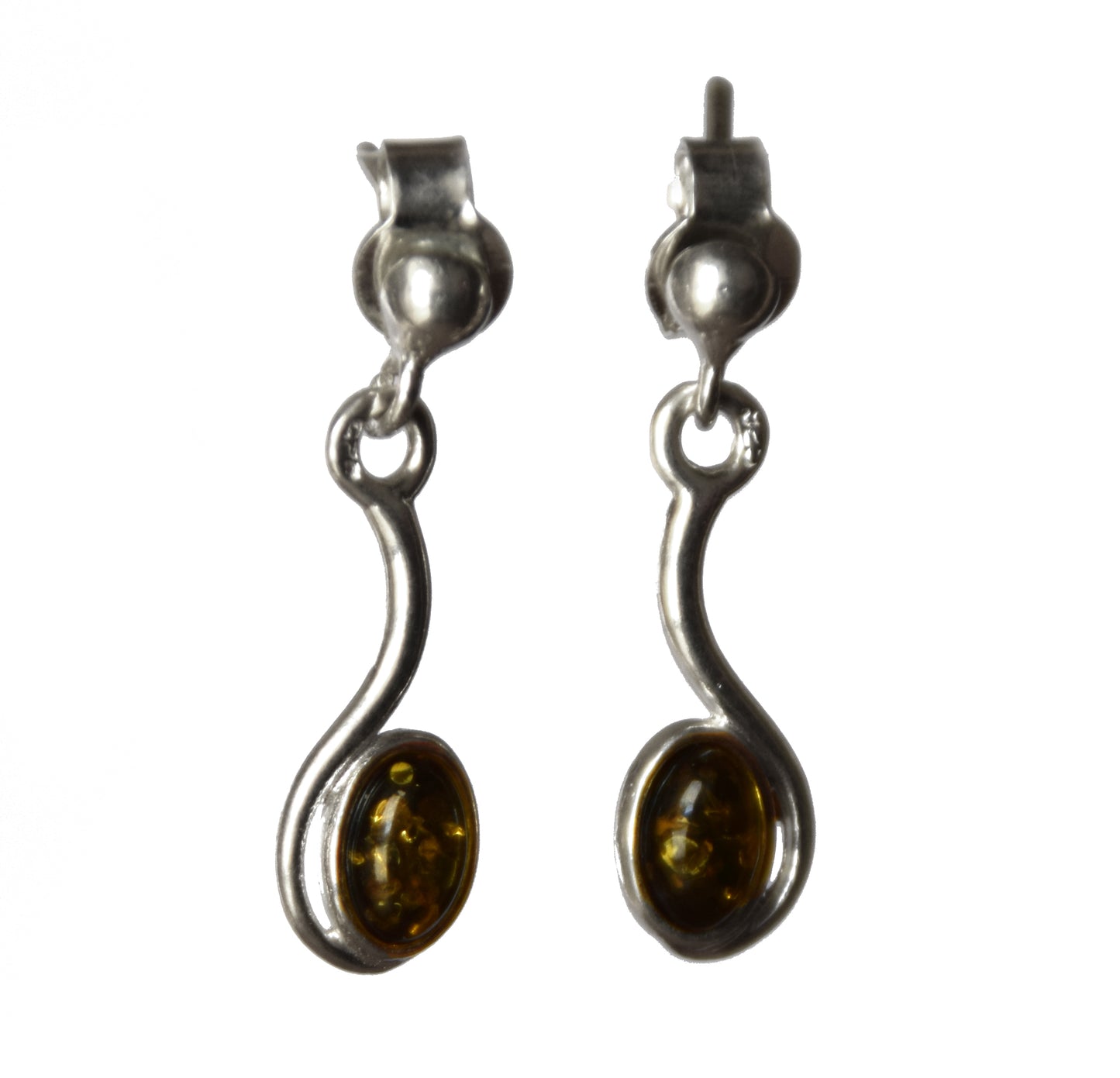 MJ Baltica, earrings, natural Baltic amber, 925 silver, feminine, elegant, delicate, green amber, BK169