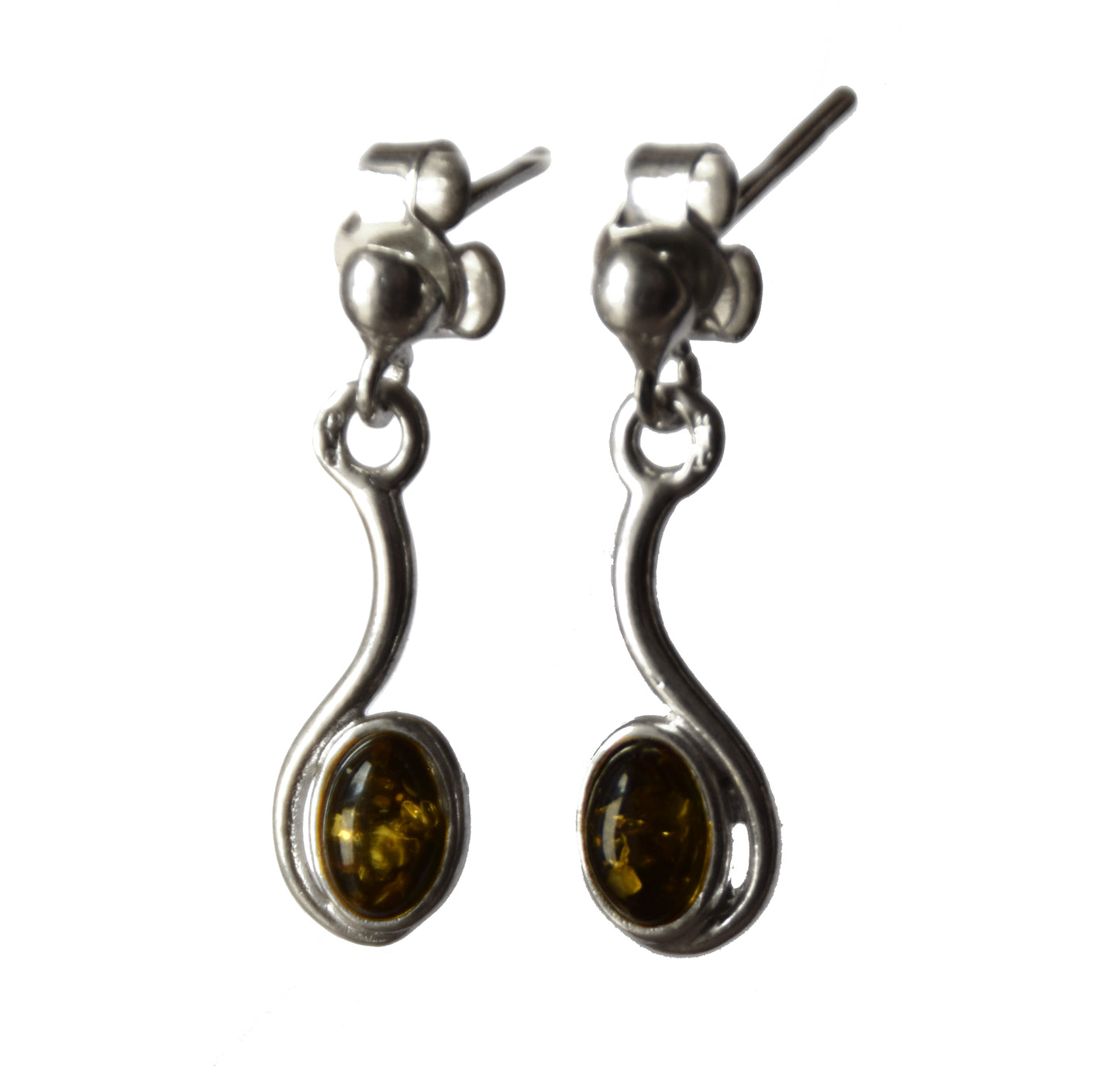 MJ Baltica, earrings, natural Baltic amber, 925 silver, feminine, elegant, delicate, green amber, BK169