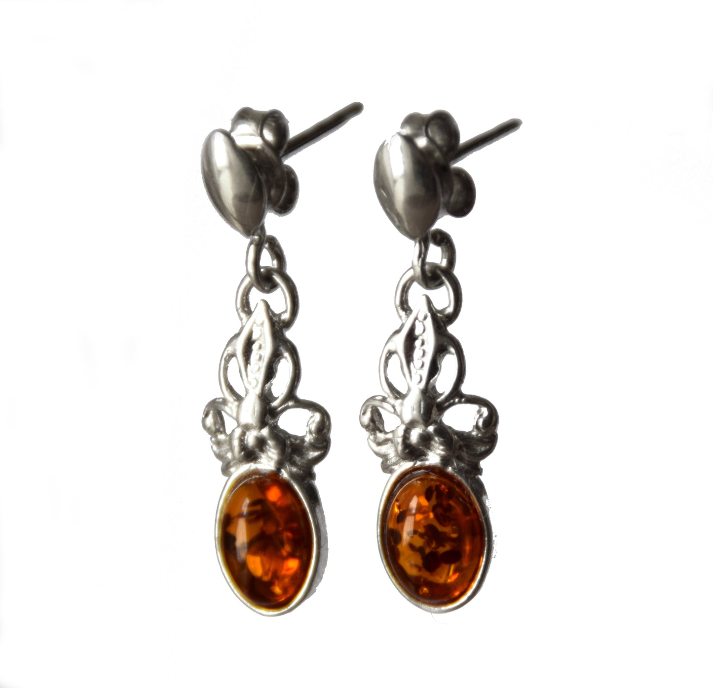 MJ Baltica, earrings, natural Baltic amber, 925 silver, delicate, elegant, feminine, cognac, BK170