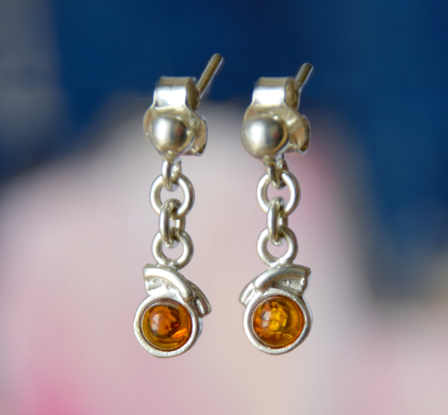 MJ Baltica, earrings, natural Baltic amber, 925 silver, delicate, delicate, feminine, cognac, BK172