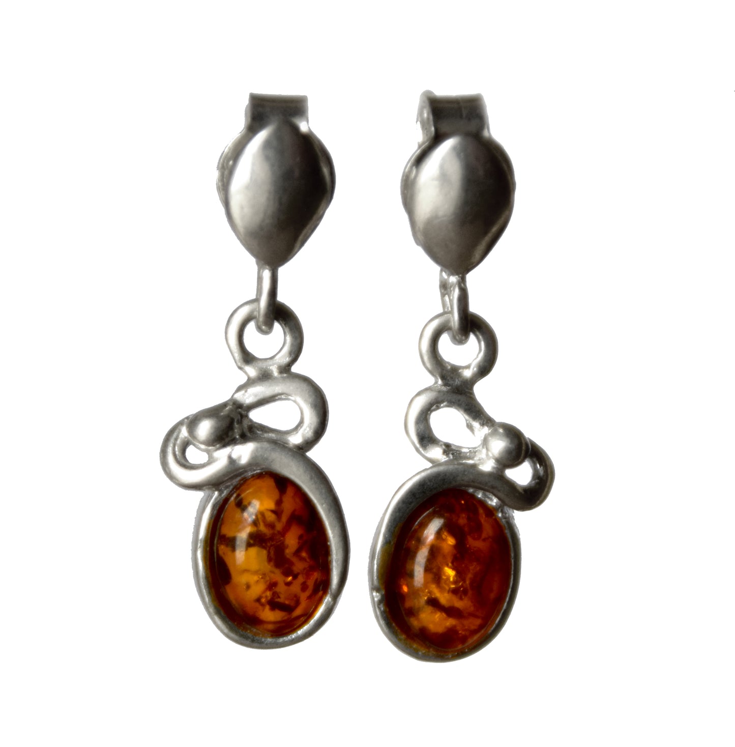 MJ Baltica, earrings, natural Baltic amber, 925 silver, delicate, feminine, cognac, BK173