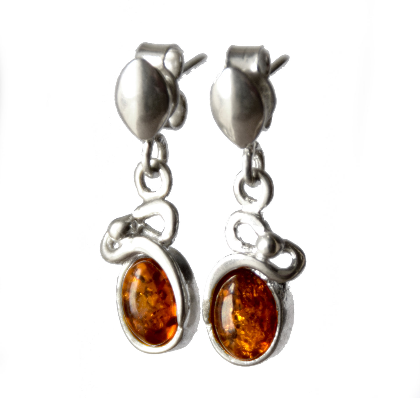 MJ Baltica, earrings, natural Baltic amber, 925 silver, delicate, feminine, cognac, BK173