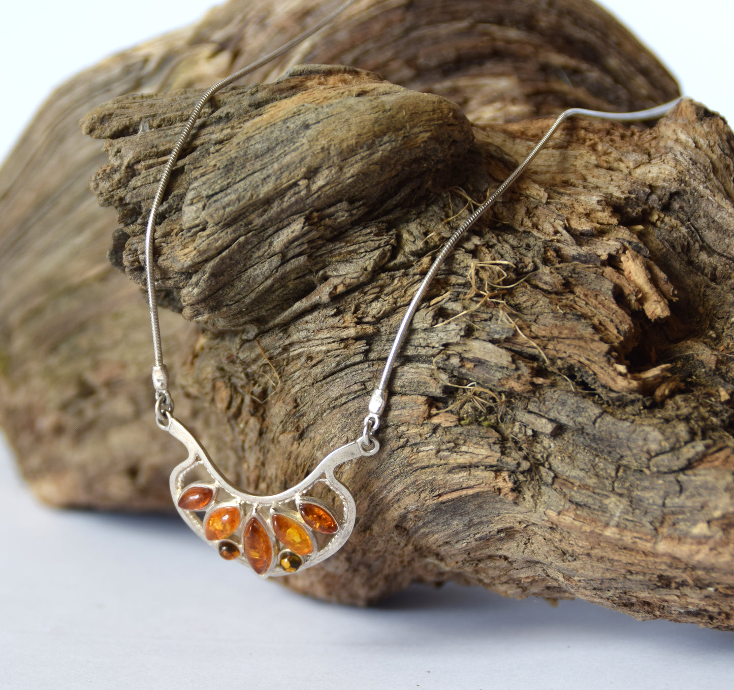 MJ Baltica, necklace, choker, natural Baltic Amber, 925 Silver, mosaic, elegant, beautiful, BKo033