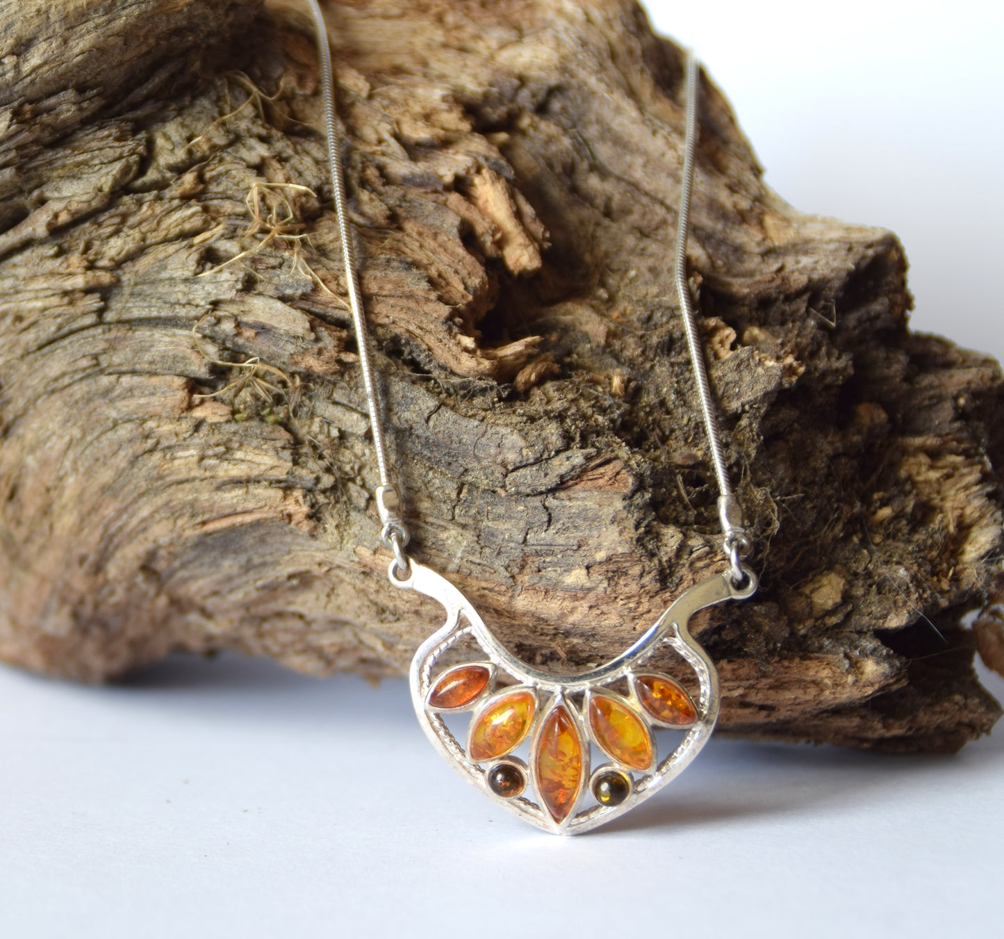 MJ Baltica, necklace, choker, natural Baltic Amber, 925 Silver, mosaic, elegant, beautiful, BKo033