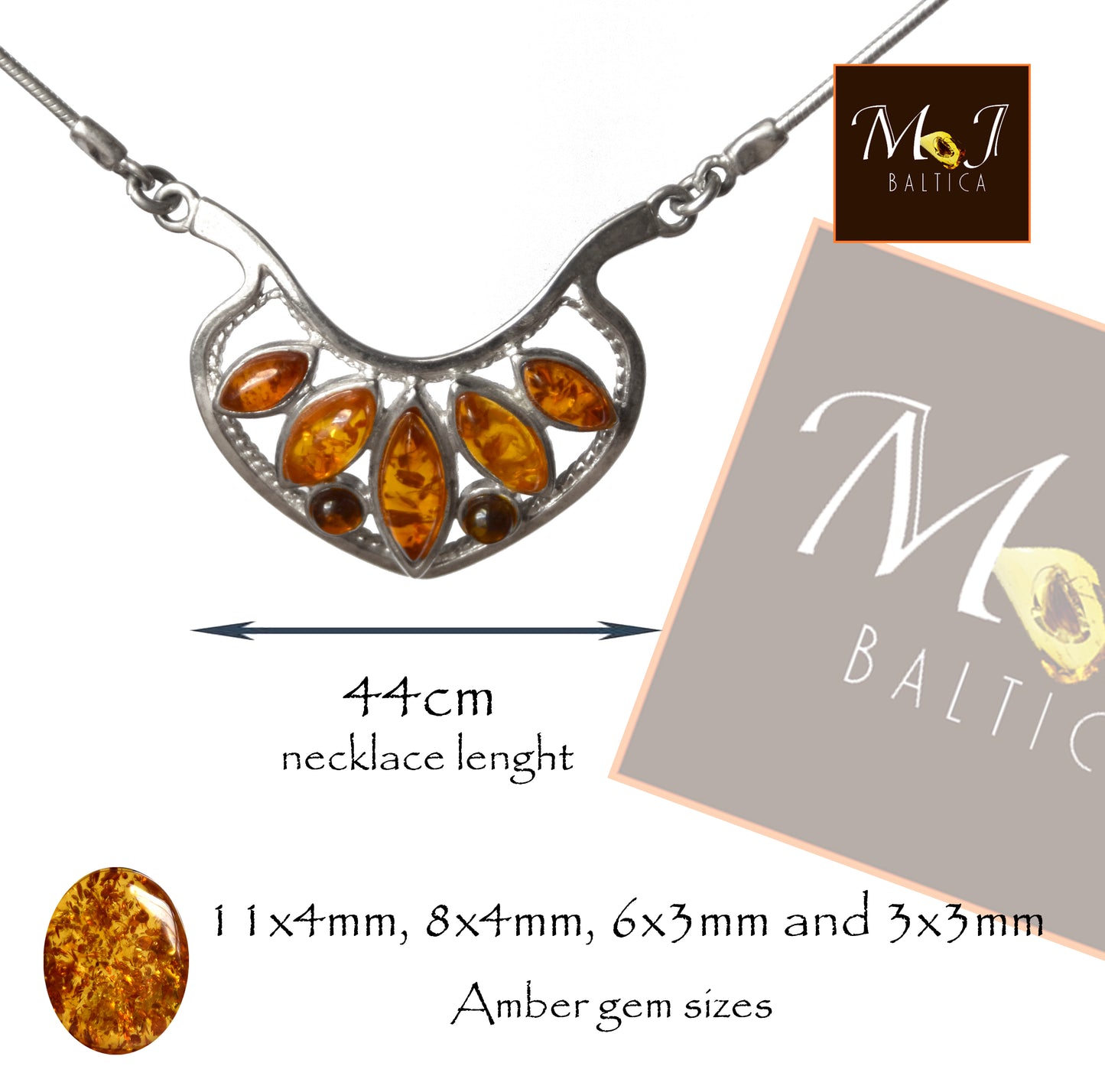 MJ Baltica, necklace, choker, natural Baltic Amber, 925 Silver, mosaic, elegant, beautiful, BKo033