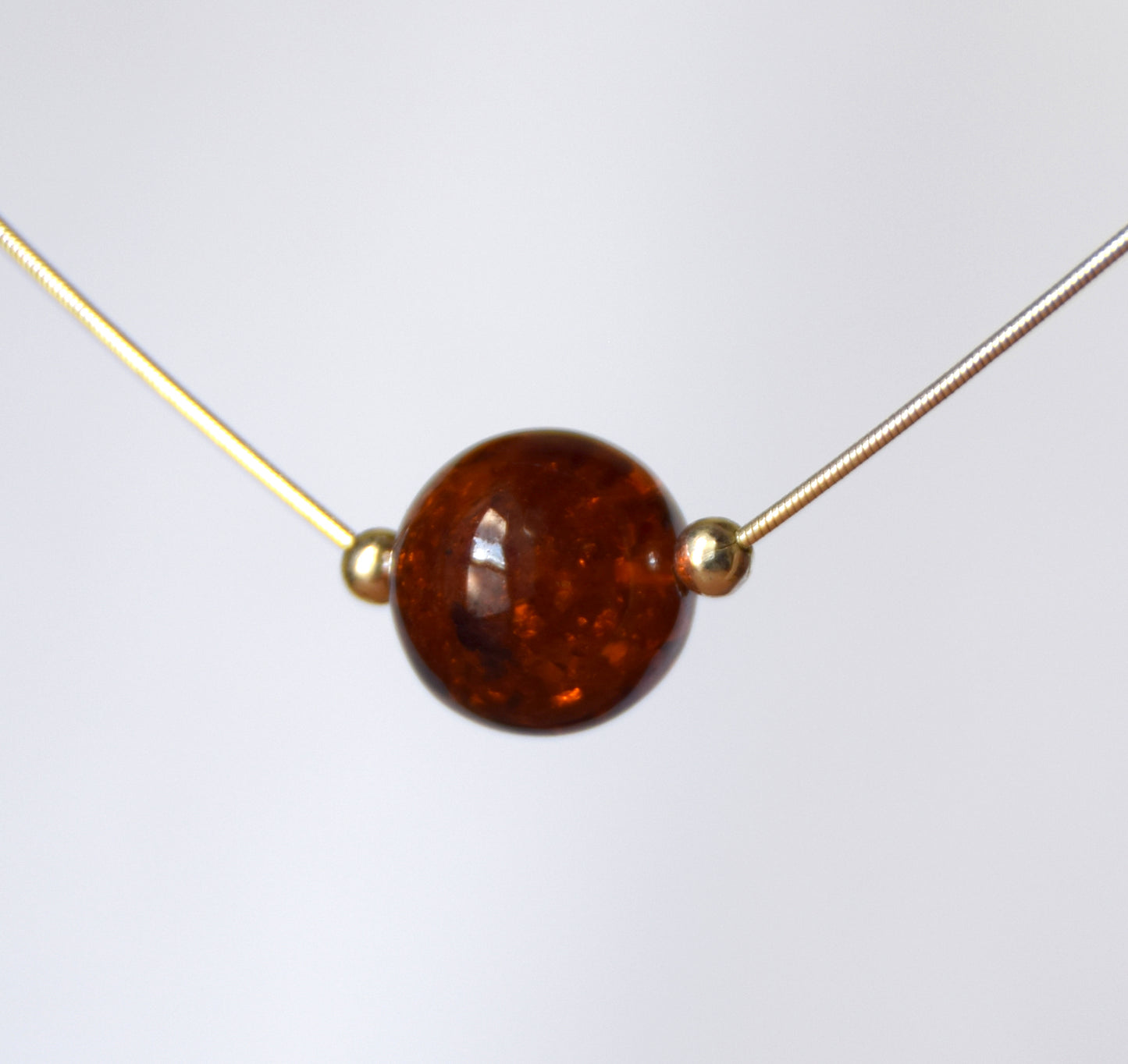 MJ Baltica, necklace, choker, natural Baltic amber, 925 silver, sphere, luminous, feminine, BKo036