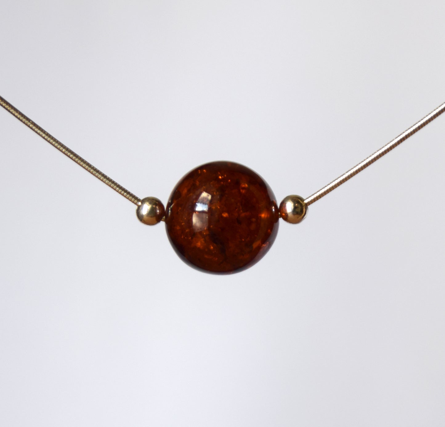 MJ Baltica, necklace, choker, natural Baltic amber, 925 silver, sphere, luminous, feminine, BKo036