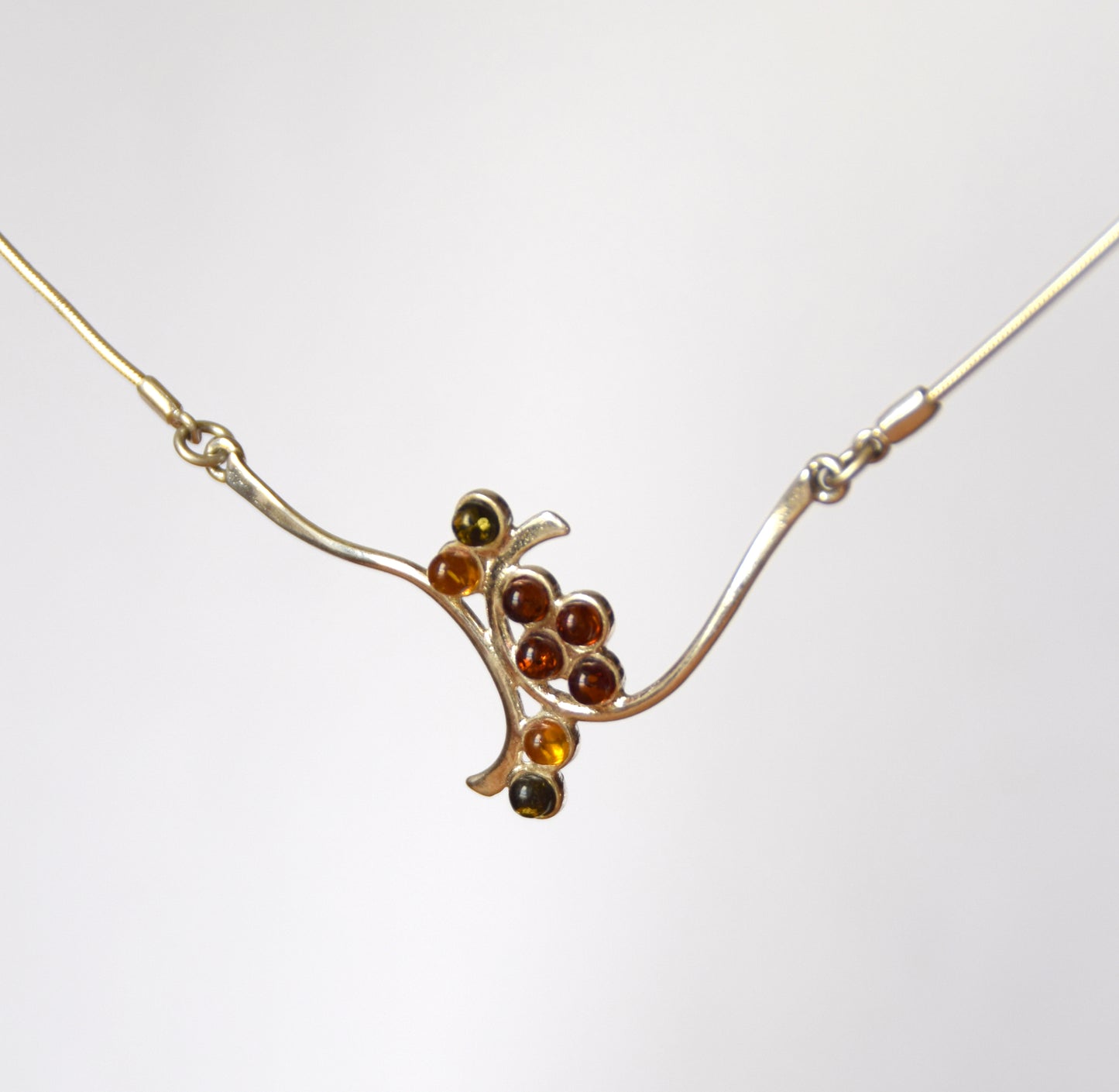 MJ Baltica, necklace, choker, natural Baltic amber, 925 silver, clusters, multicolored, elegant, BKo041