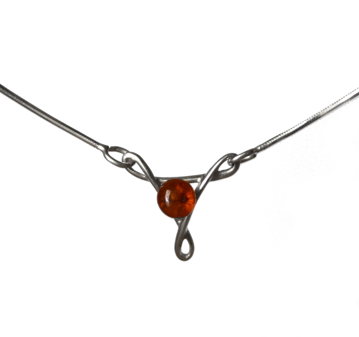 MJ Baltica, necklace, choker, natural Baltic amber, 925 silver, delicate, triskel, feminine, BKo045