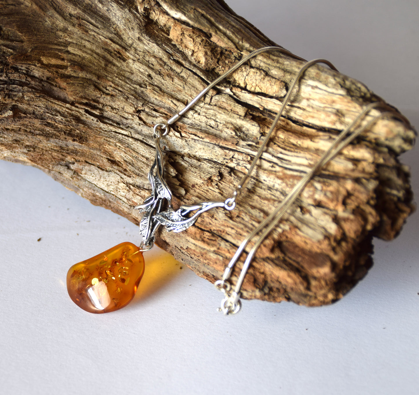 MJ Baltica, necklace, choker, natural Baltic Amber, 925 Silver, vintage, large, unique, feminine, BKo046