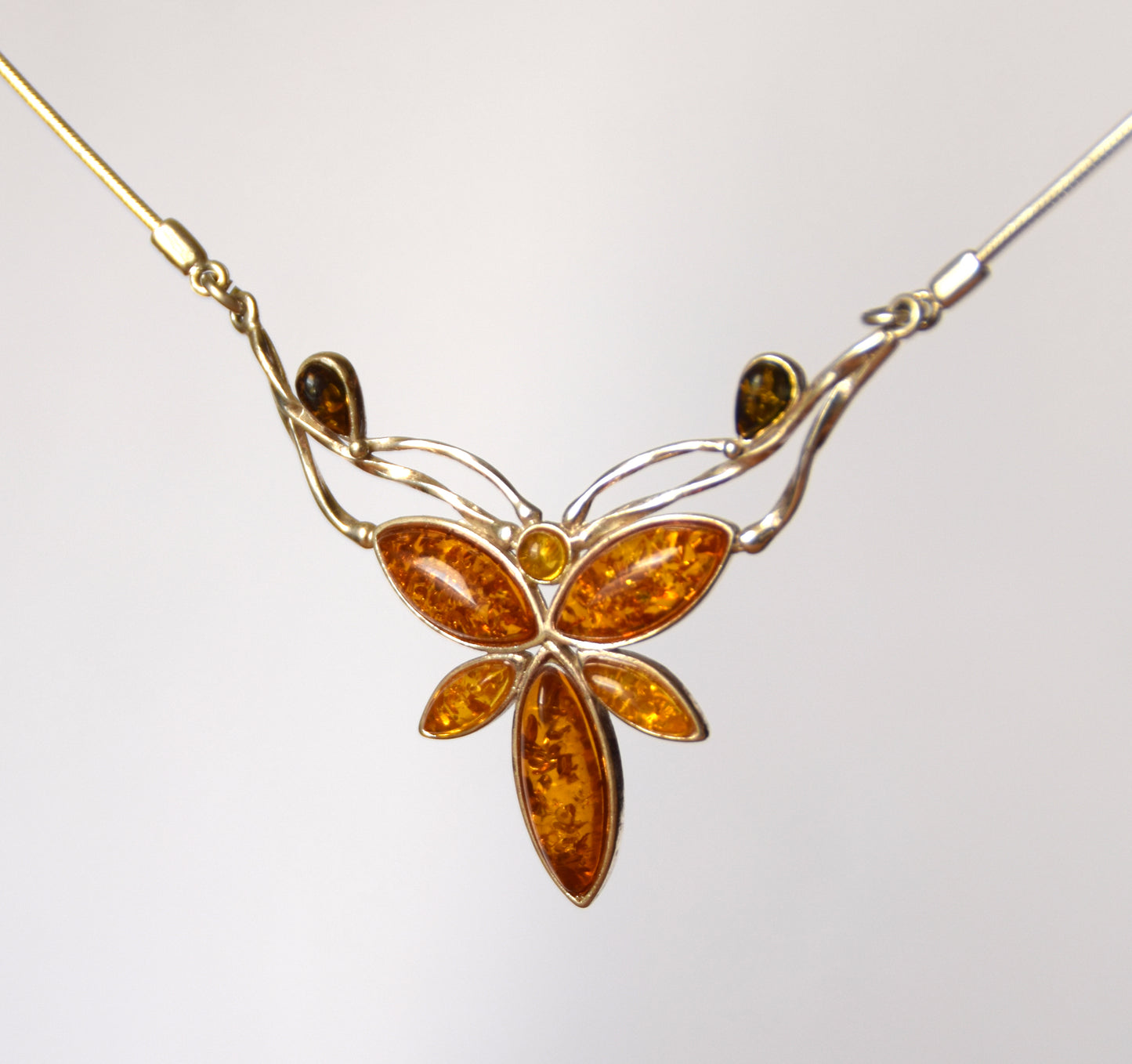 MJ Baltica, necklace, choker, natural Baltic Amber, 925 Silver, mosaic, large, elegant, intense, BKo049