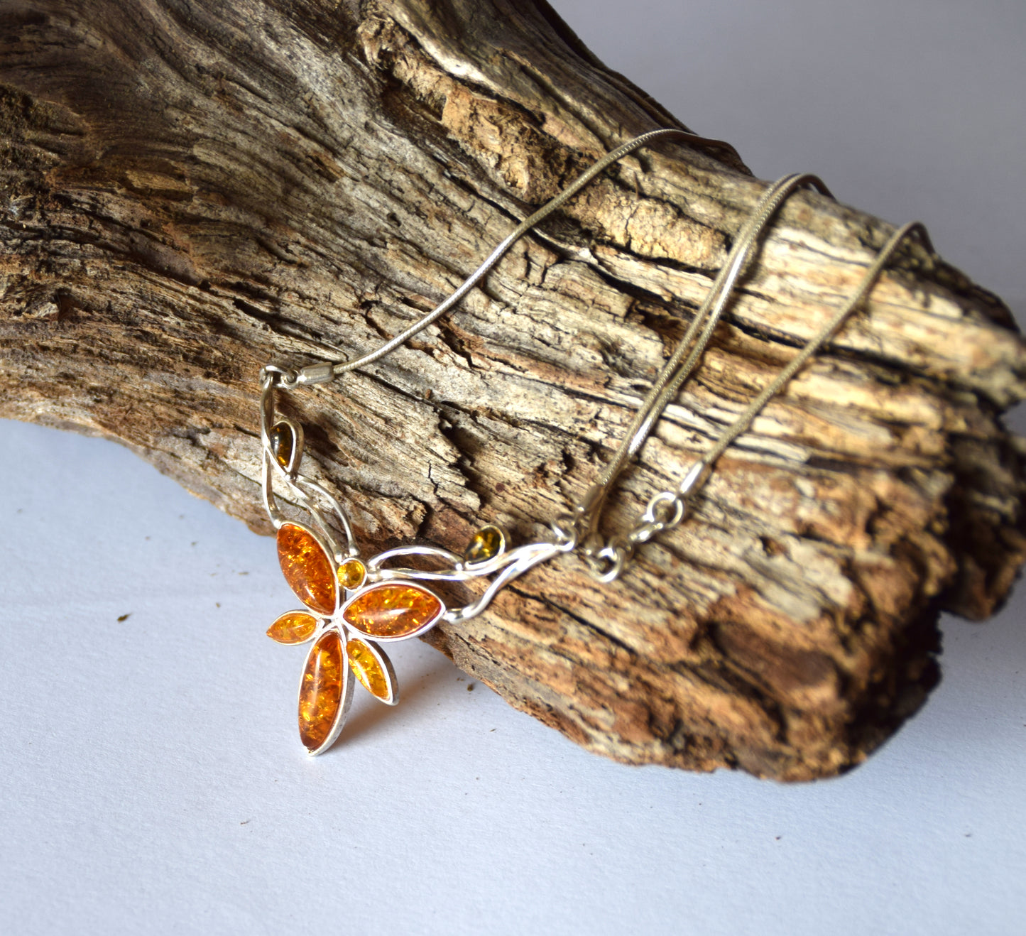 MJ Baltica, necklace, choker, natural Baltic Amber, 925 Silver, mosaic, large, elegant, intense, BKo049