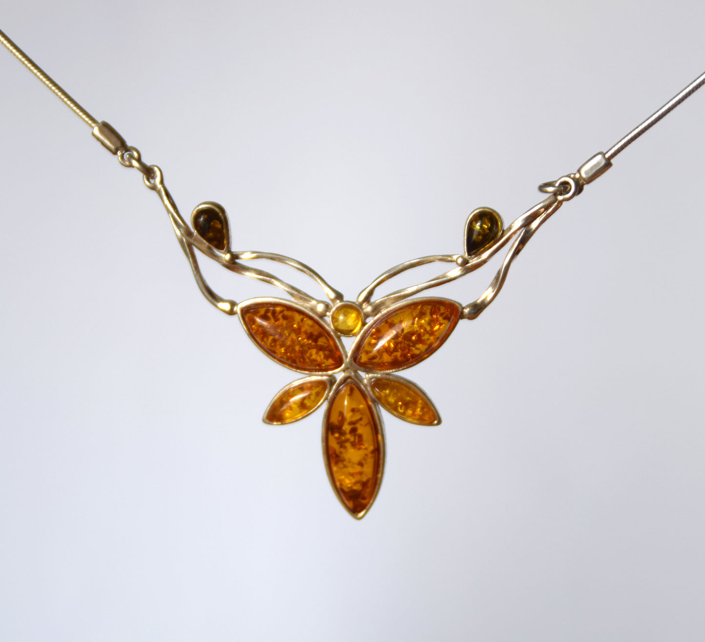 MJ Baltica, necklace, choker, natural Baltic Amber, 925 Silver, mosaic, large, elegant, intense, BKo049