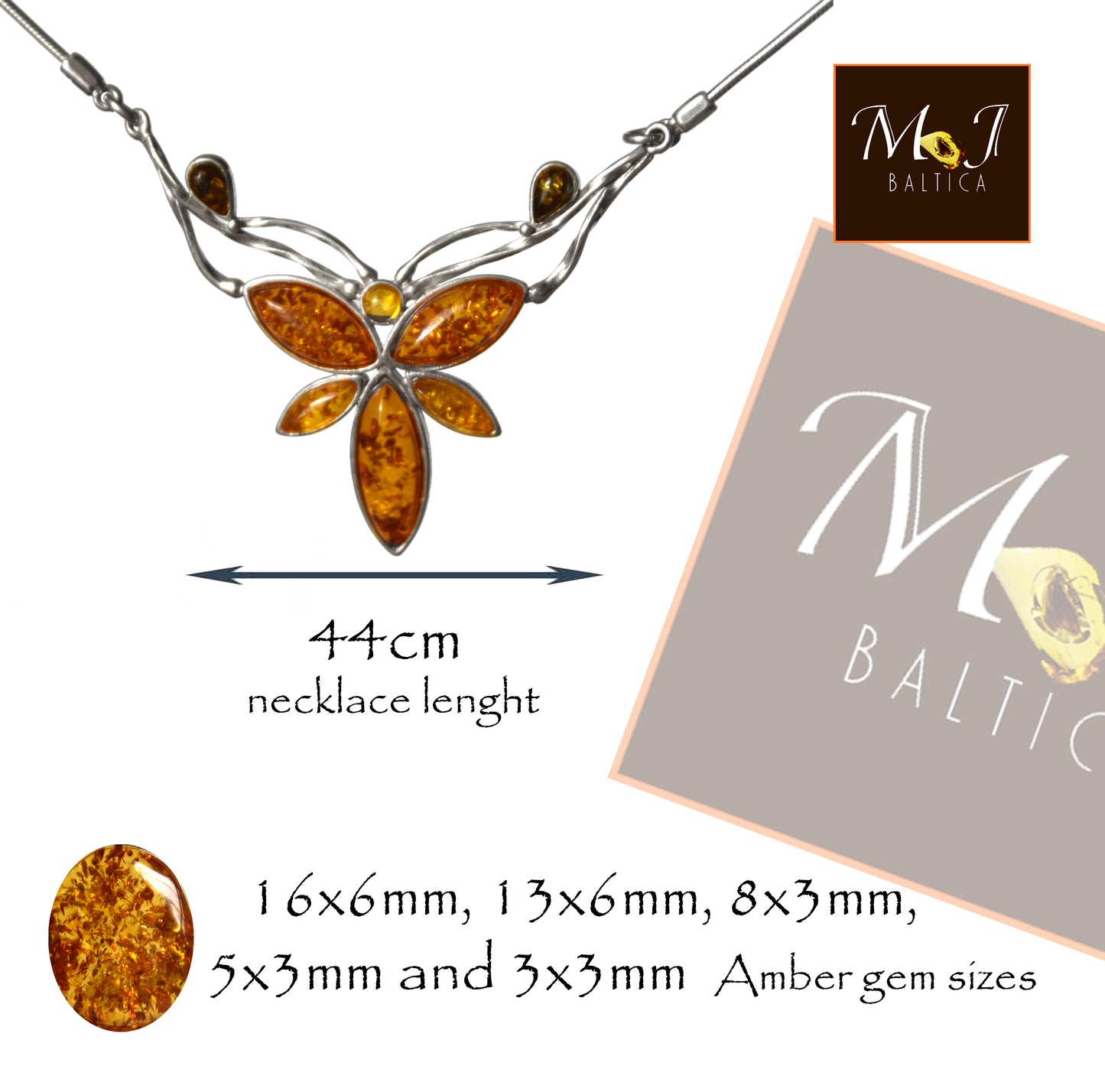 MJ Baltica, necklace, choker, natural Baltic Amber, 925 Silver, mosaic, large, elegant, intense, BKo049