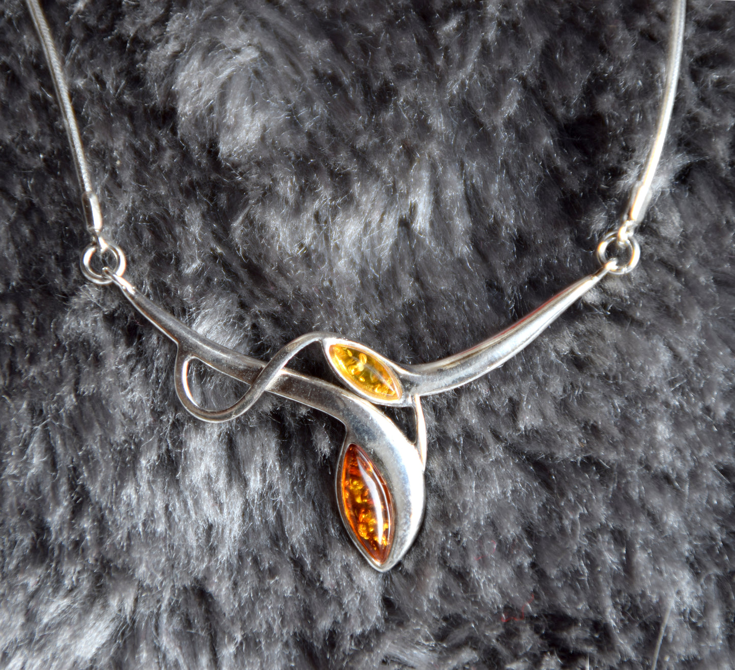 MJ Baltica, necklace, choker, natural Baltic Amber, 925 Silver, beautiful, elegant, BKo052