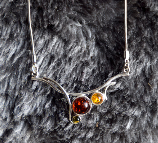 MJ Baltica, necklace, choker, natural Baltic amber, 925 silver, BKo055