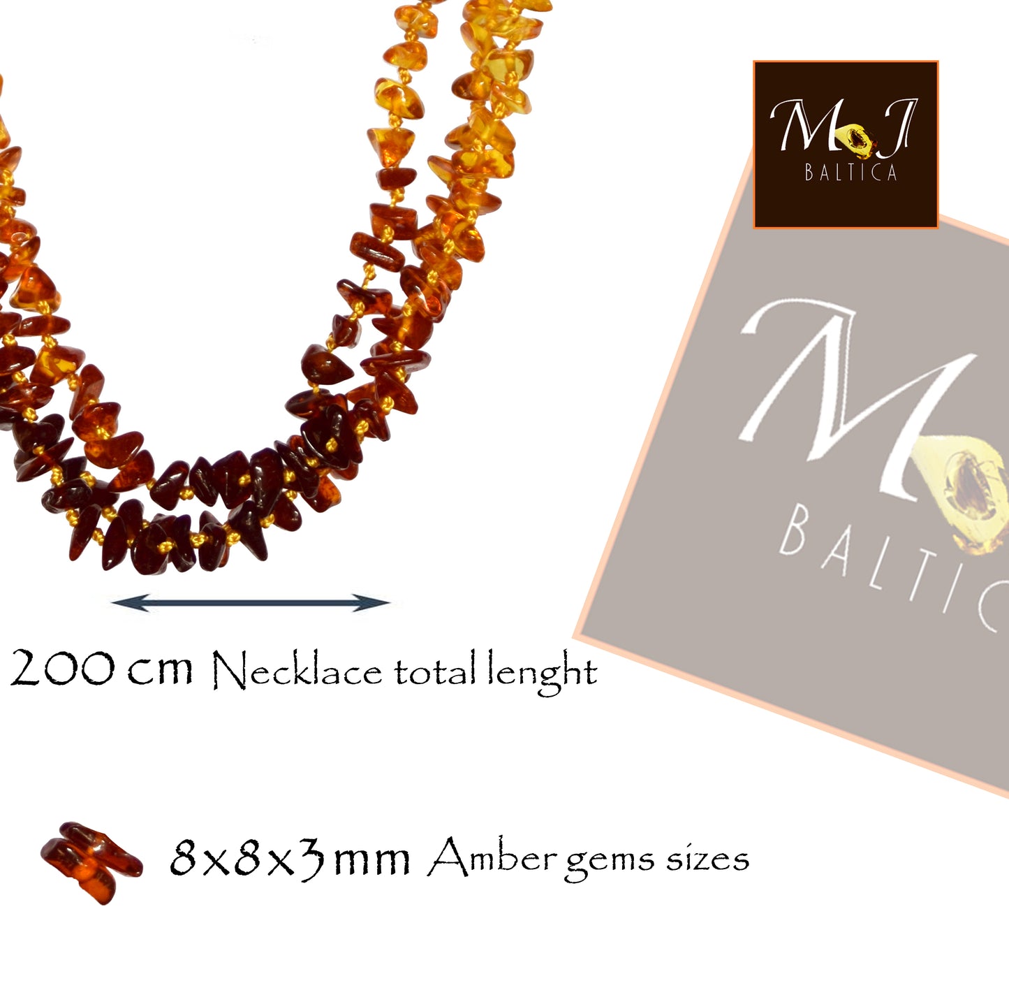 MJ Baltica, necklace, natural Baltic amber, protective, healing, dark, brown, long, BKoBB036